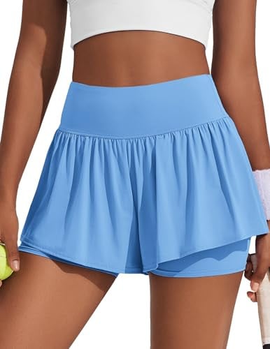 Workout Shorts with Skirt Overlay and Pocket