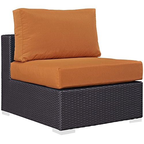 Modway Convene Wicker Rattan Outdoor Patio Sectional Sofa Armless Chair in Espresso Orange Deal