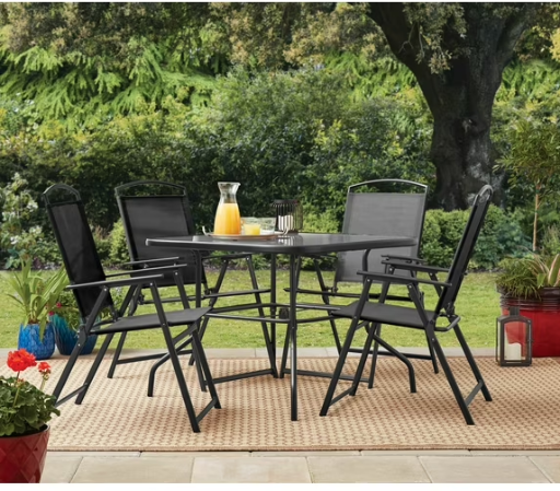 Mainstays Albany Lane 5-Piece Steel Outdoor Patio Dining Set with Umbrella Hole Deal