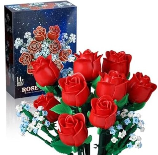 SMIDOLE Red Rose Bouquet Building Set 648-Piece Deal