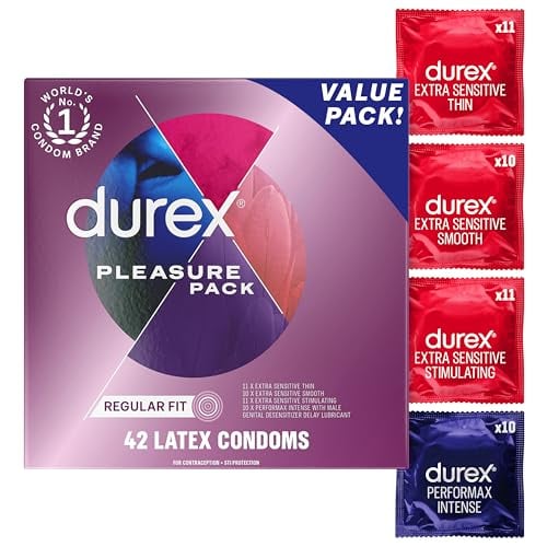 Durex Pleasure Pack Assorted Thin Condoms 42 Count Deal