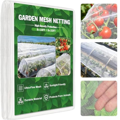 FEED GARDEN 8'x33' Ultra-Fine Mesh PE Cover Garden Netting (White)