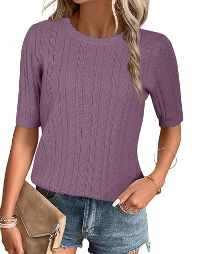 Arach&Cloz Scalloped Short Sleeve Textured Shirts
