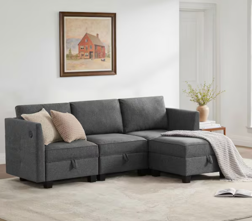 Billy Modular Square Arm L-Shaped 4-Piece Storage Sectional Sofa 86" Deal