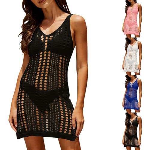Beach Cover Ups for Women Hollow Out Swimsuit Coverup Sleeveless Deal