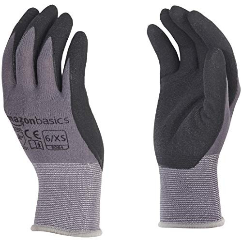 Amazon Basics Micro-Foam Nitrile Coated Work Gloves, Size 6/XS