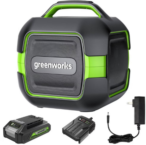 Greenworks POWERALL 24V Outdoor Bluetooth Portable Speaker with 2Ah Battery and Charger