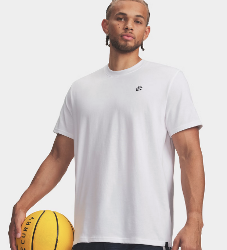Under Armour Men's Curry Left Chest Logo T-Shirt (White/Black)