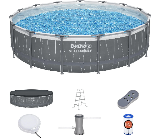 Bestway Steel Pro MAX 15'x48" Metal Frame Above Ground Pool Set w/ Color Changing LED Light Deal
