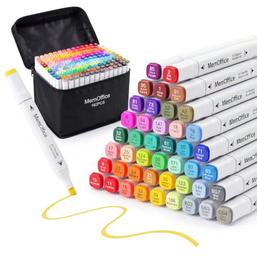 MemOffice Alcohol Markers, 162 Vibrant Colors