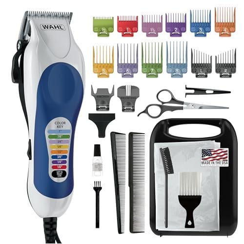 Wahl Color Pro Corded Hair Clipper Set w/ Color-Coded Guide Combs 26-Piece
