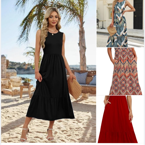 WIHOLL Sleeveless Flowy A Line Sundresses - Many Colors  Deal