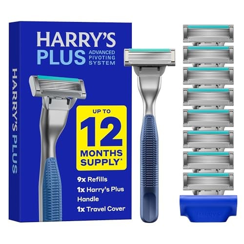Harry's Plus Razor and Blade Value Pack (1 Handle, 9 Cartridges)