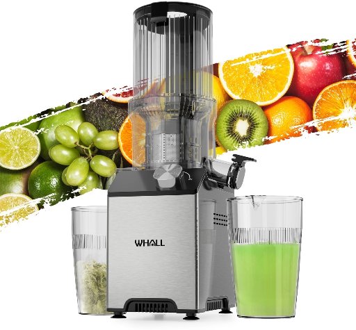 Whall Cold Press Slow Masticating Juicer W/4" Extra Large Feed Chute &, Reverse Function
