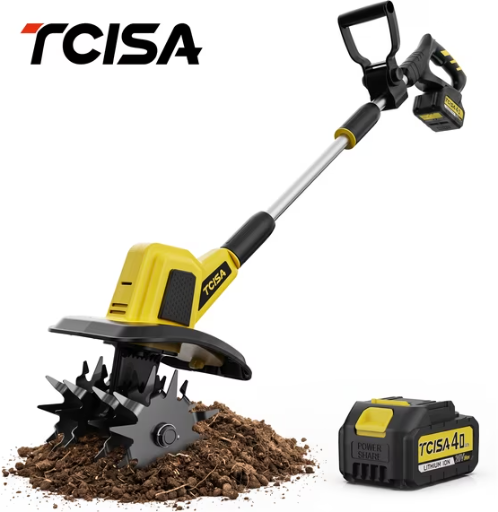 TCISA 20V Cordless Electric Tiller w/ 4Ah Battery