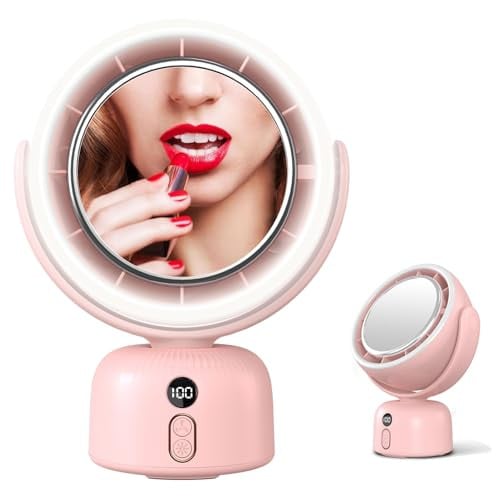 Sunytee 6000mAh Rechargeable Table Fan with LED Makeup Mirror Deal