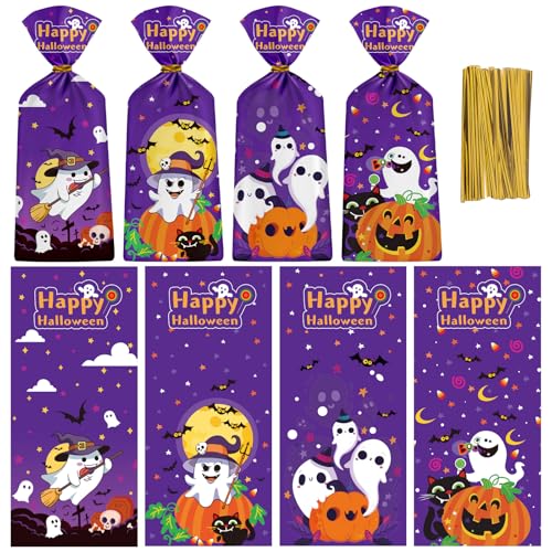 PADELO 60 Pcs Halloween Treat Bags with 4 Designs Deal