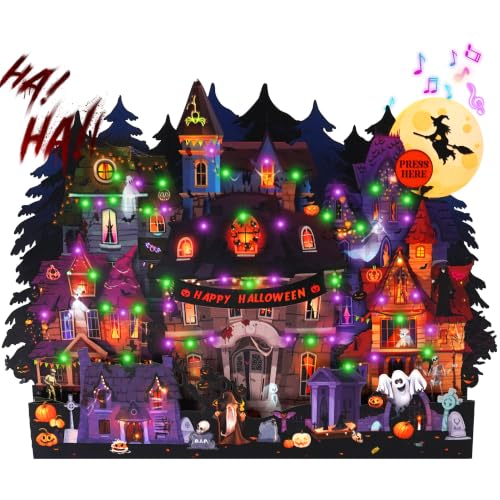 3D Pop Up Halloween Haunted House Card w/Lights and Sound Deal