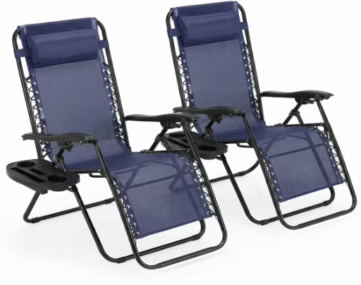 Alvantor 2-Pack Zero Gravity Lounge Chairs w/ Pillow & Cup Holder Deal