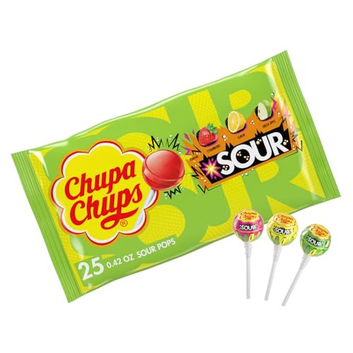 Chupa Chups Sour Lollipops 25-Count (Variety)