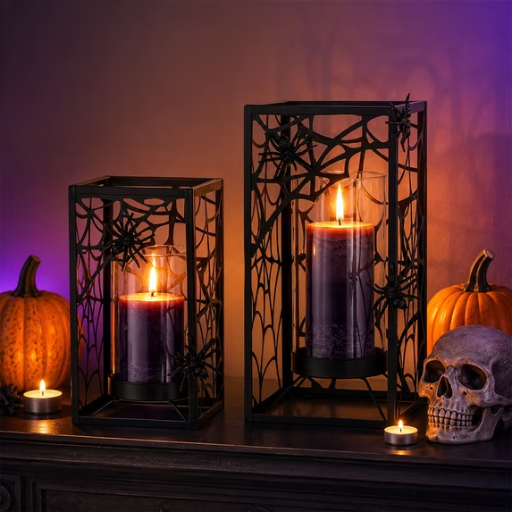 Black Metal Hurricane Candle Holders 2-Pack Deal