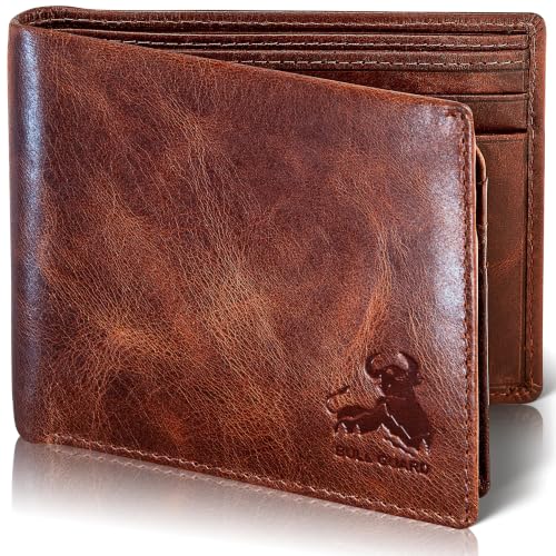 BULL GUARD RFID Blocking Premium Leather Bifold Wallet for Men