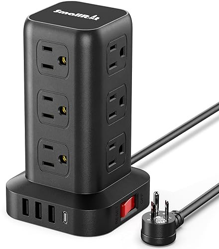 Surge Protector Power Strip Tower, 6.5FT, 12 AC 4 USB