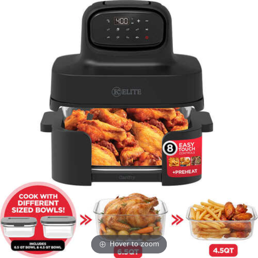 Kitchen Elite ClariFry Dual Glass Bowl Air Fryer 6.5QT & 4.5QT Deal