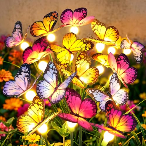 2-Pack Solar Swaying Butterfly Garden Stake Lights w/ 16 Butterflies & 16 LED Orbs Deal