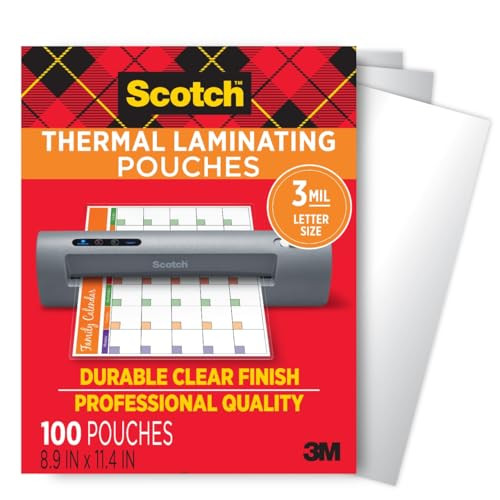 100-Pack Scotch Thermal Laminating Pouches (8.9 x 11.4", Letter Size Sheets)