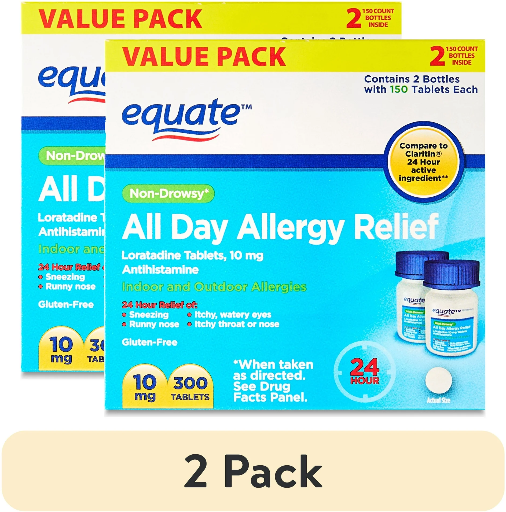 Equate Non-Drowsy All Day Allergy Relief (2-Pack, 300-Count)