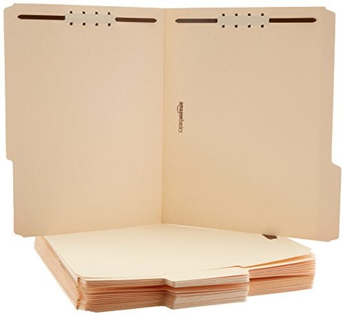 Amazon Basics Manila File Folders with Fasteners, Letter Size, 100-Pack Deal
