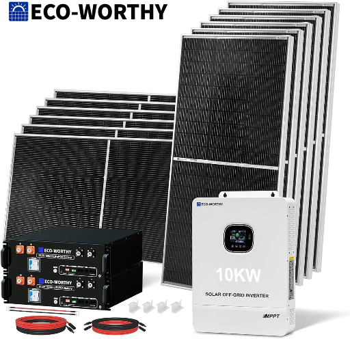 ECO-WORTHY 10KW Output 9.36KWH Off Grid Home Solar System Complete Kit