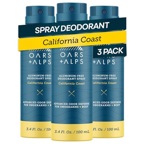 Oars + Alps Spray Men's & Women's Aluminum Free Deodorant 3-Pack 3.4-Oz