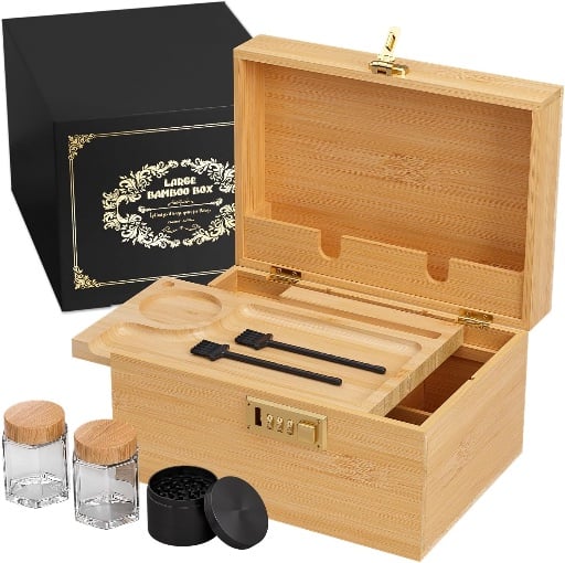 Bamboo Storage Box with Lid and Lock Deal