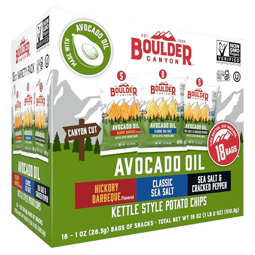 Boulder Canyon Avocado Oil Kettle Style Potato Chips Variety Pack (18 Count)