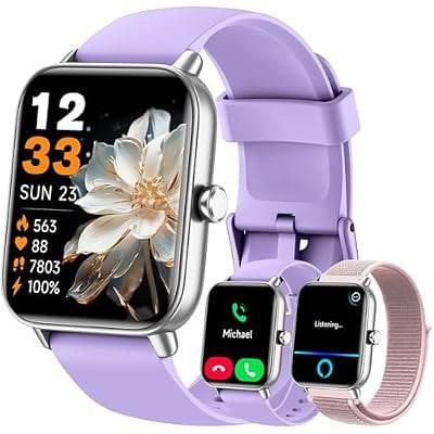 Hingso 1.85" Alexa Smart Watch w/ Bluetooth Calling, 120+ Sports Modes & 2 Bands