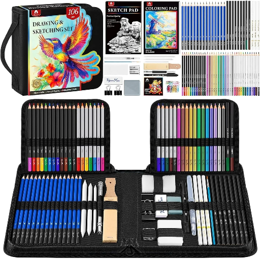 106 PCS Drawing Set Sketching Kit