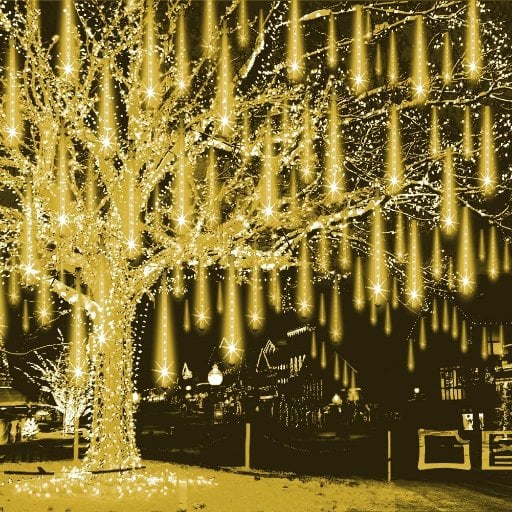 Weepong Outdoor Falling Rain Meteor Shower Christmas Lights, 12-Inch 8-Tube 192 LED