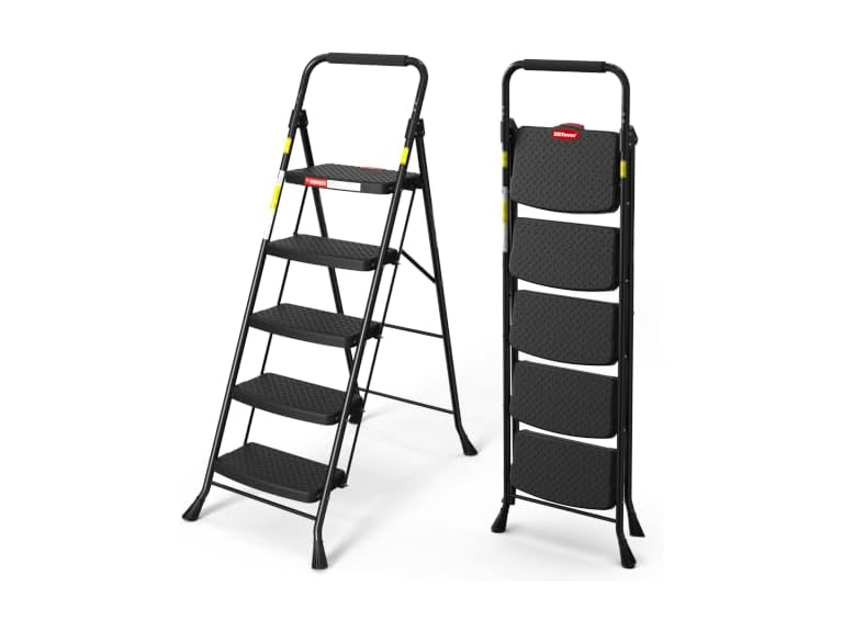 HBTower 5-Step Ladder with Wide Anti-Slip Pedal, 225lbs Capacity