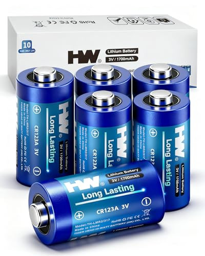 6-Pack HW CR123A 3V 1700mAh Lithium Batteries