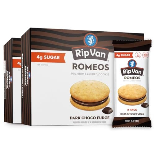 Rip Van Romeos Dark Chocolate Fudge Cookies - Individual 2 Packs (18 Count)