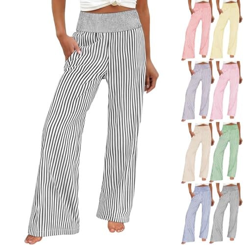 Women's Striped Palazzo Pants Casual Flowy  Deal