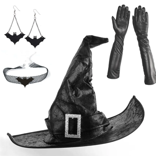 Halloween Witch Set with Necklaces, Earrings, Gloves