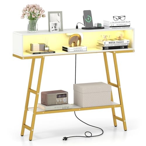Giantex Console Table with Charging Station and LED Lights Deal