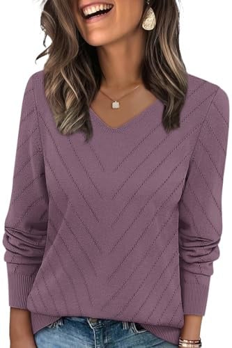 WIHOLL V Neck Long Sleeve Tops Deal