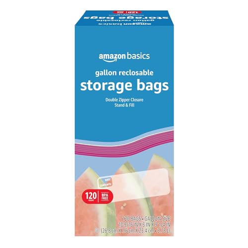 Amazon Basics Gallon Size Food Storage Bags 120-Count