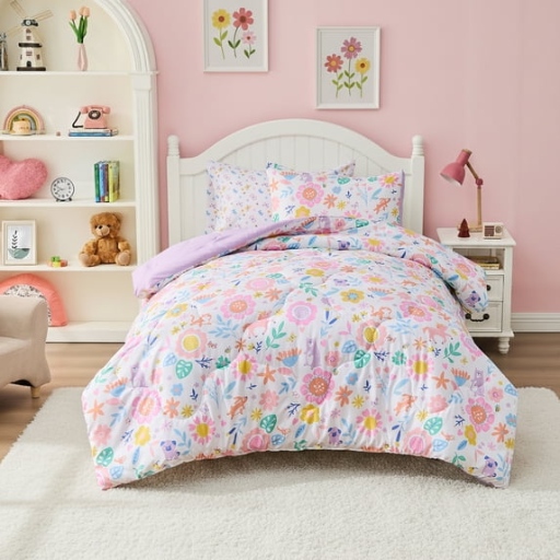 Regency Heights 5-Piece Unicorn Bear Butterfly Floral Reversible Comforter Set Twin XL Deal
