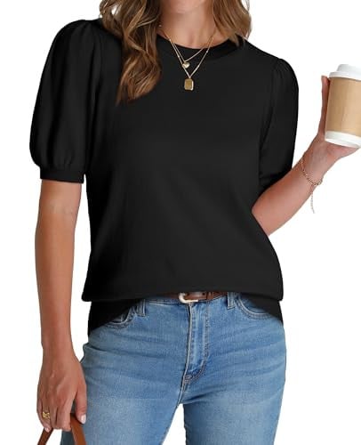 WIHOLL Puff Short Sleeve Summer Tops Deal