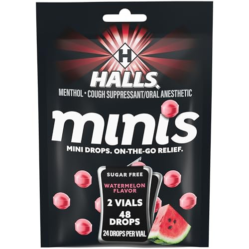 Halls Minis Cough Drops Watermelon 2-Pack 24-Drops